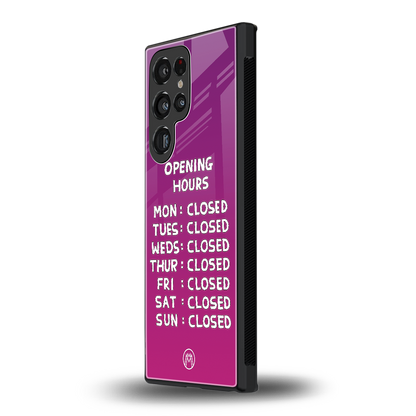 opening hours pink edition back phone cover | glass case for samsung galaxy s24 ultra