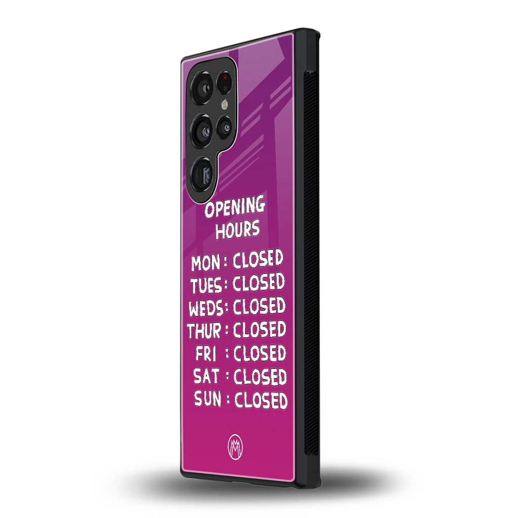 opening hours pink edition back phone cover | glass case for samsung galaxy s23 ultra