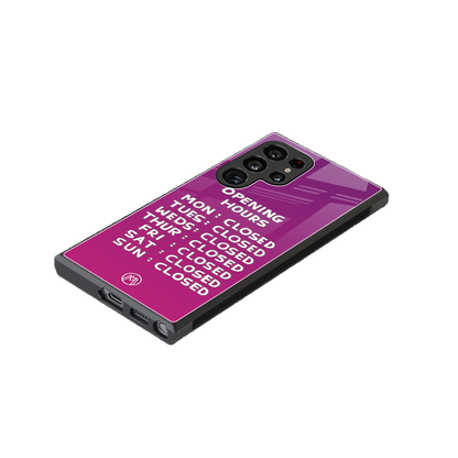 opening hours pink edition back phone cover | glass case for samsung galaxy s23 ultra