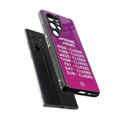 opening hours pink edition back phone cover | glass case for samsung galaxy s25 ultra