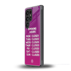 opening hours pink edition back phone cover | glass case for samsung galaxy s25 ultra