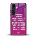 opening hours pink edition back phone cover | glass case for samsung galaxy s24