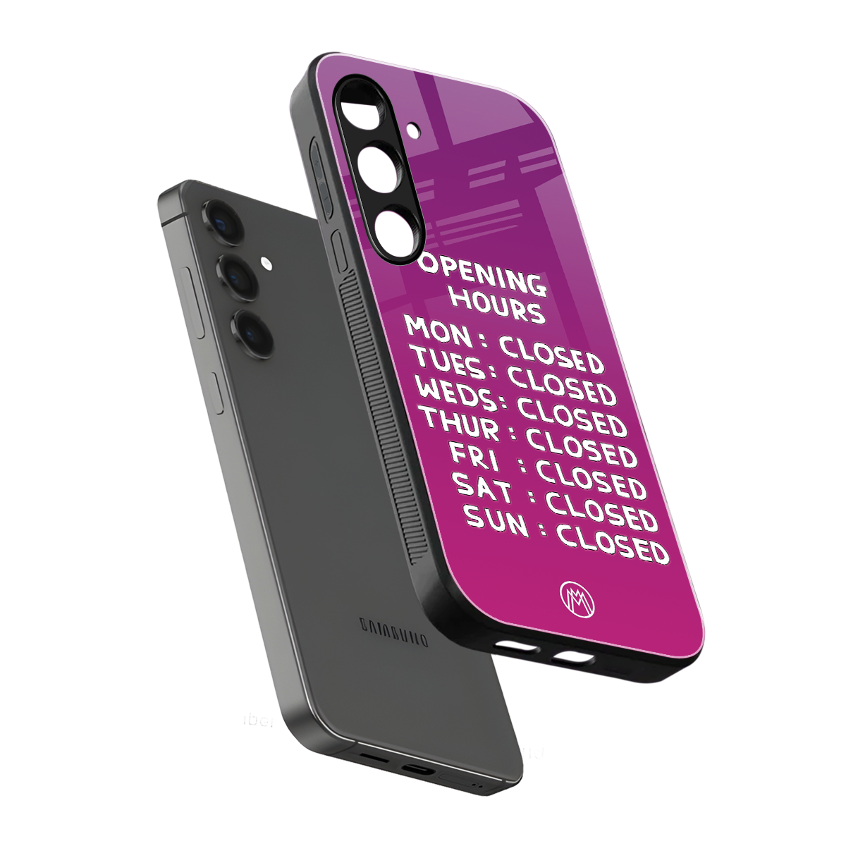 opening hours pink edition back phone cover | glass case for samsung galaxy s24