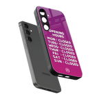 opening hours pink edition back phone cover | glass case for samsung galaxy s24 fe