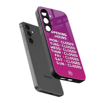 opening hours pink edition back phone cover | glass case for samsung galaxy s24 fe