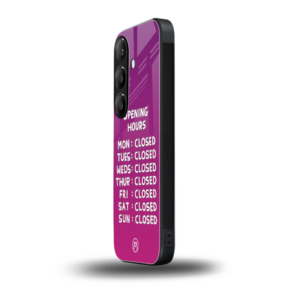 opening hours pink edition back phone cover | glass case for samsung galaxy s24 plus