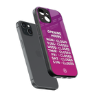 opening hours pink edition back phone cover | glass case for iphone 15