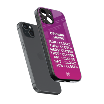 opening hours pink edition back phone cover | glass case for iphone 14