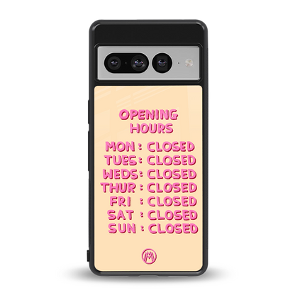 opening hours back phone cover | glass case for google pixel 7 pro