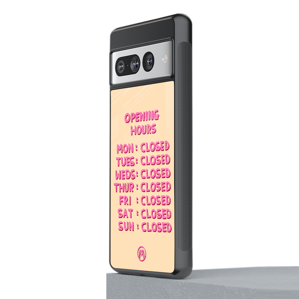 opening hours back phone cover | glass case for google pixel 7 pro