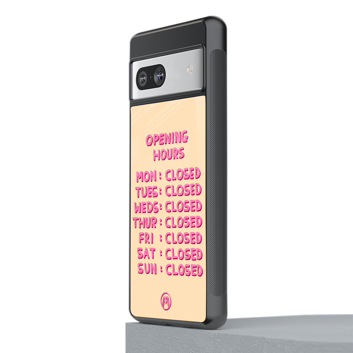 opening hours back phone cover | glass case for Google Pixel 7