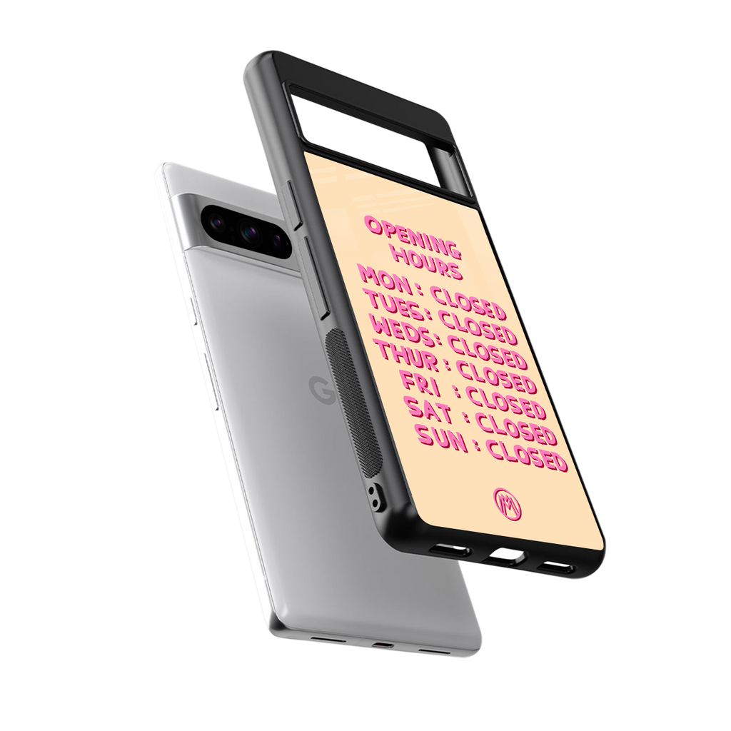 opening hours back phone cover | glass case for google pixel 8 pro