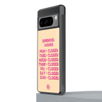 opening hours back phone cover | glass case for google pixel 8 pro