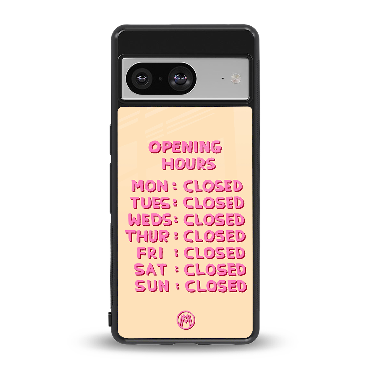 opening hours back phone cover | glass case for Google Pixel 8