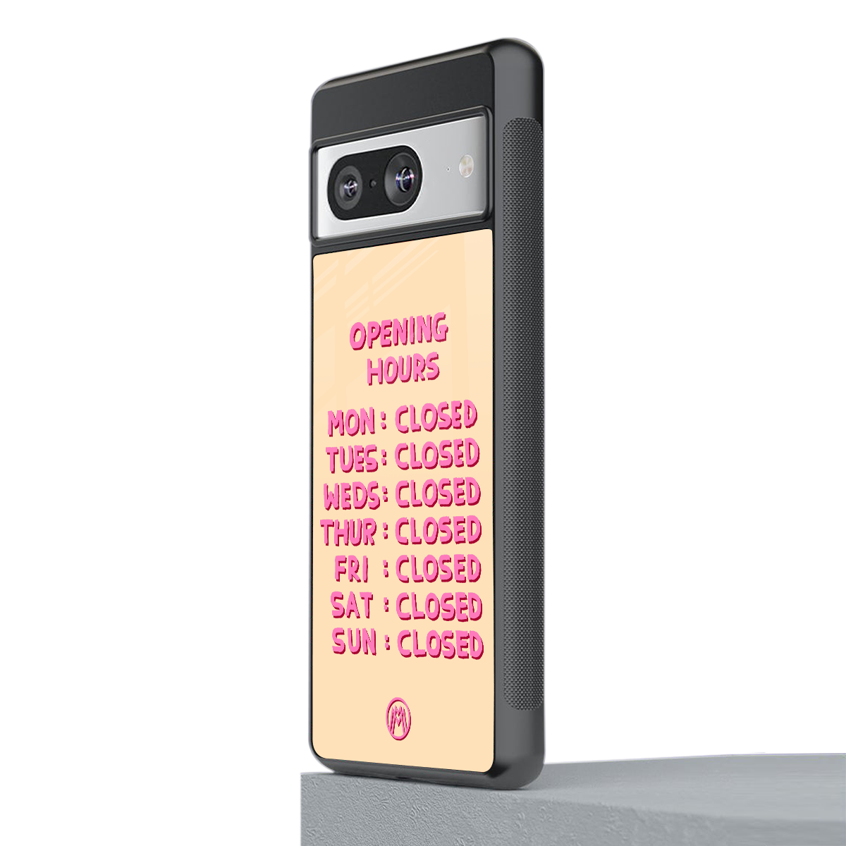 opening hours back phone cover | glass case for Google Pixel 8
