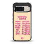 opening hours back phone cover | glass case for google pixel 9