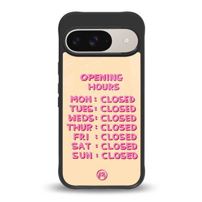 opening hours back phone cover | glass case for google pixel 9