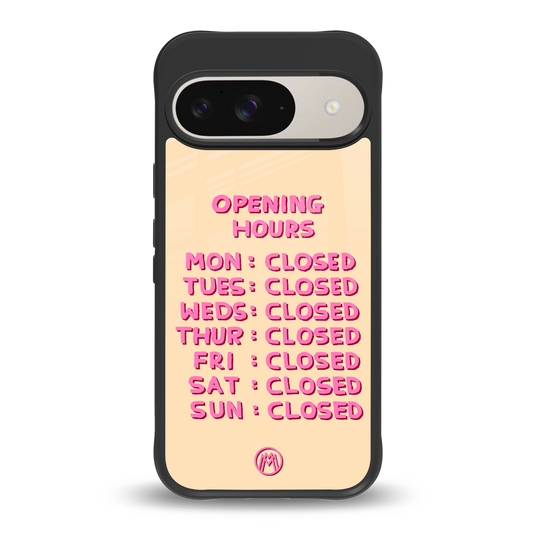 opening hours back phone cover | glass case for google pixel 9