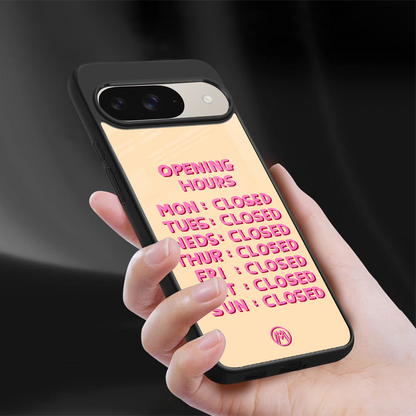 opening hours back phone cover | glass case for google pixel 9