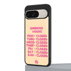 opening hours back phone cover | glass case for google pixel 9