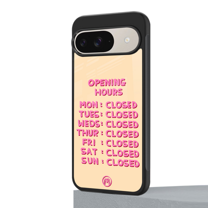 opening hours back phone cover | glass case for google pixel 9