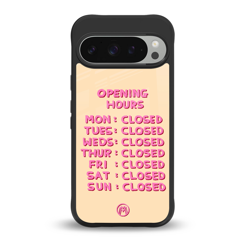 opening hours back phone cover | glass case for google pixel 9 pro