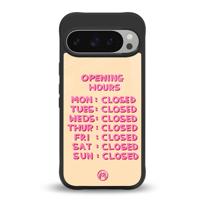 opening hours back phone cover | glass case for google pixel 9 pro xl
