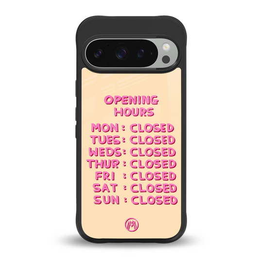 opening hours back phone cover | glass case for google pixel 9 pro xl