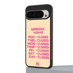 opening hours back phone cover | glass case for google pixel 9 pro