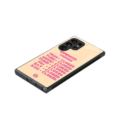 opening hours back phone cover | glass case for samsung galaxy s24 ultra