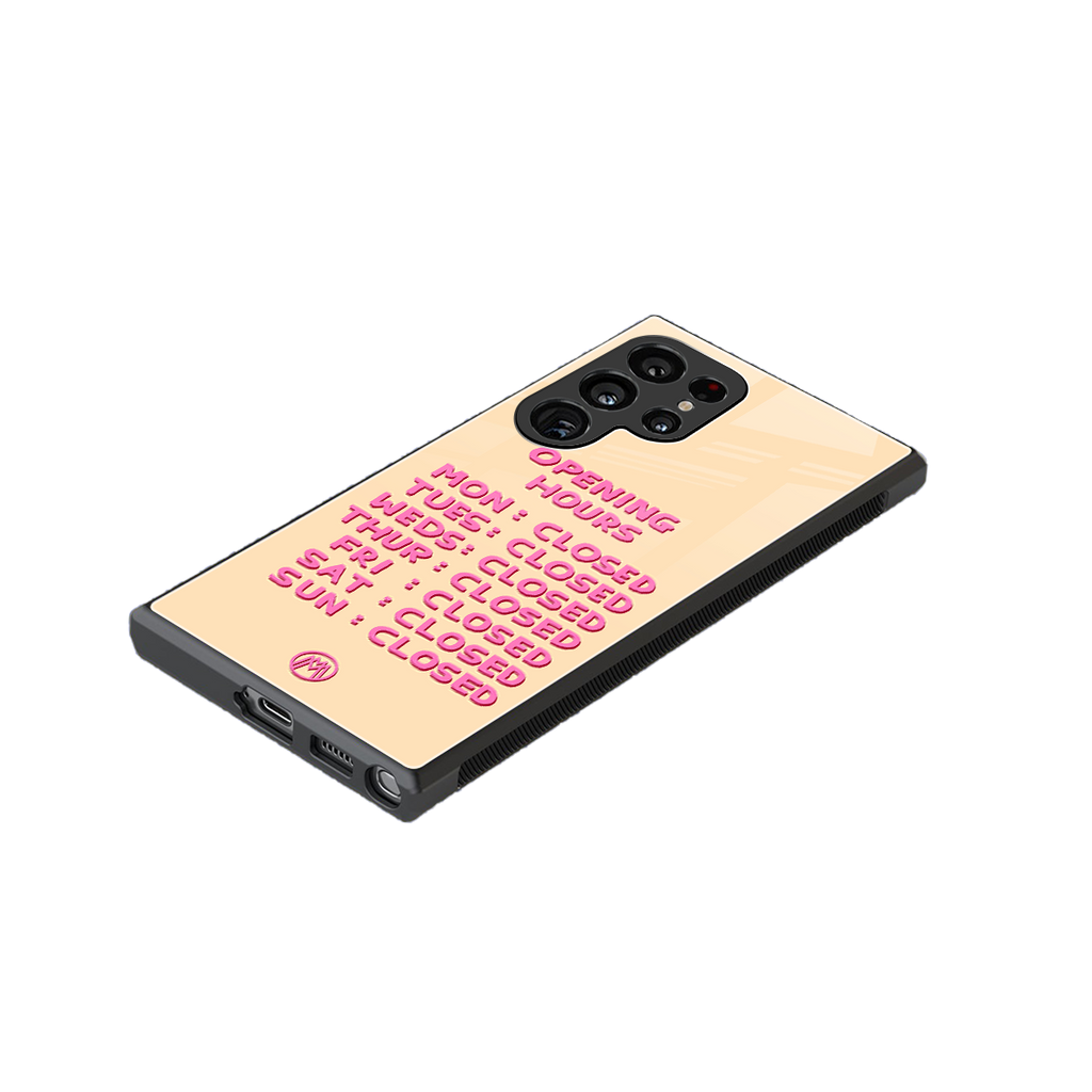 opening hours back phone cover | glass case for samsung galaxy s23 ultra