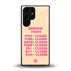 opening hours back phone cover | glass case for samsung galaxy s25 ultra