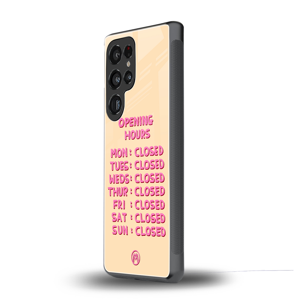 opening hours back phone cover | glass case for samsung galaxy s25 ultra