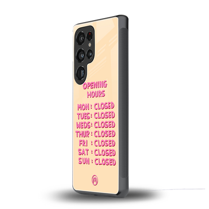 opening hours back phone cover | glass case for samsung galaxy s25 ultra