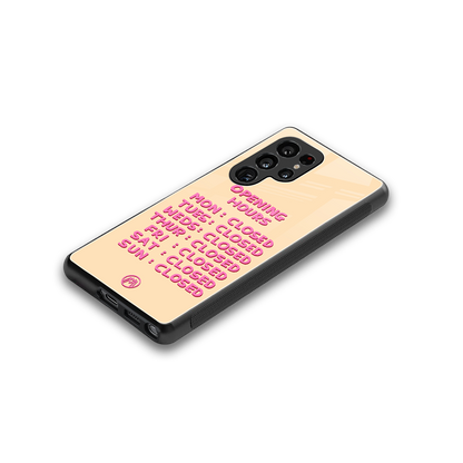 opening hours back phone cover | glass case for samsung galaxy s25 ultra