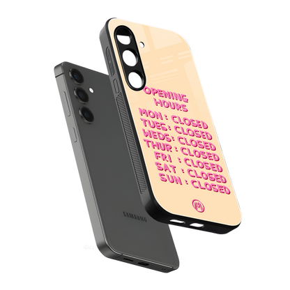 opening hours back phone cover | glass case for samsung galaxy s24 fe