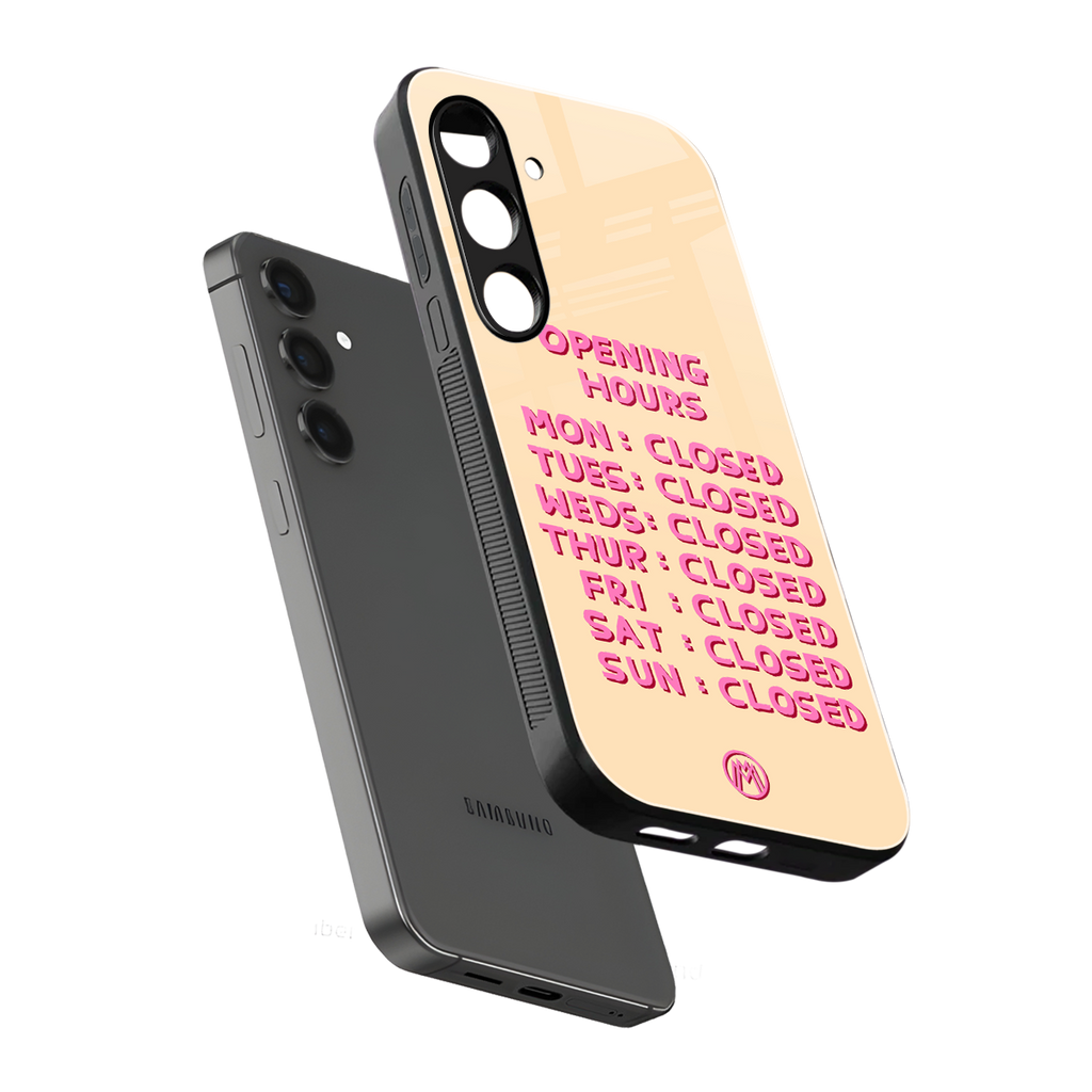 opening hours back phone cover | glass case for samsung galaxy s25