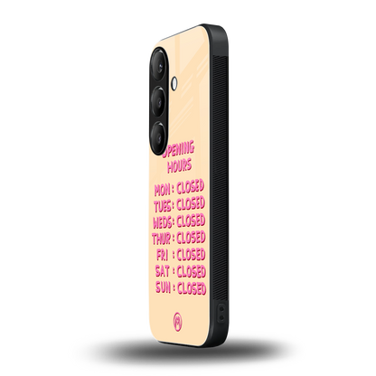 opening hours back phone cover | glass case for samsung galaxy s24 fe