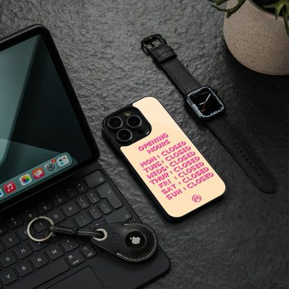 opening hours back phone cover | glass case for iphone 15 pro max