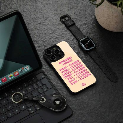 opening hours back phone cover | glass case for samsung galaxy s24 plus