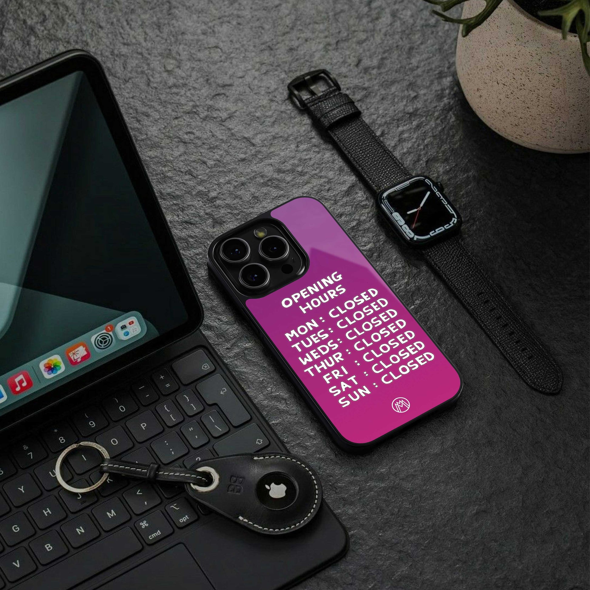 opening hours pink edition back phone cover | glass case for samsung galaxy s24 ultra