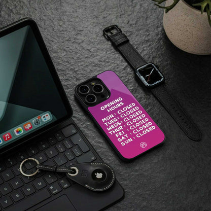opening hours pink edition back phone cover | glass case for samsung galaxy s24 ultra
