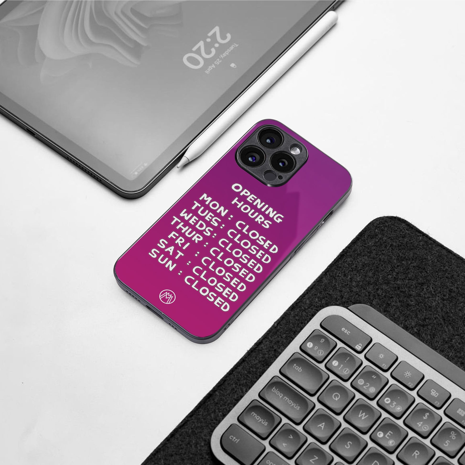 opening hours pink edition back phone cover | glass case for iphone 15 pro