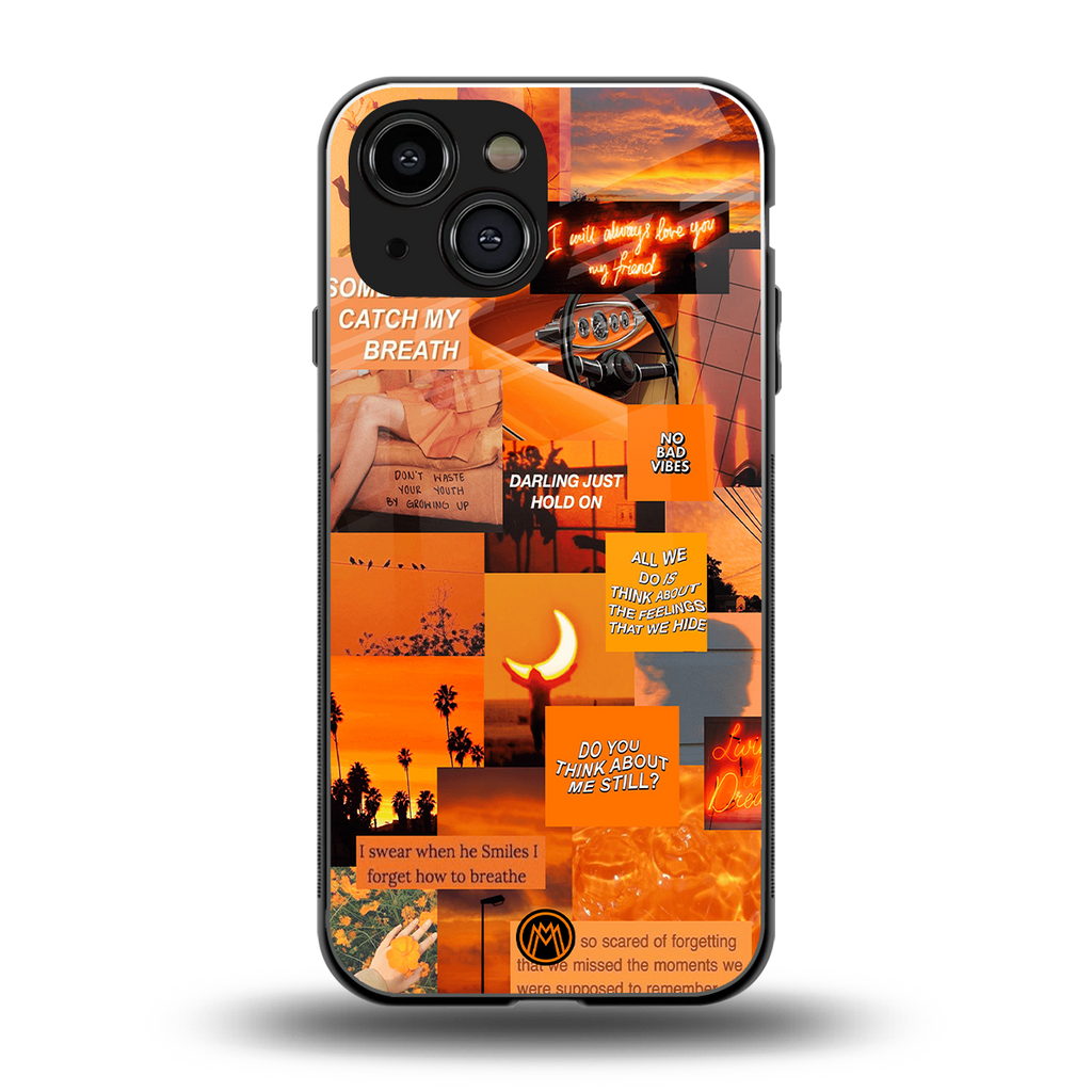 orange aesthetic back phone cover | glass case for iphone 13 mini