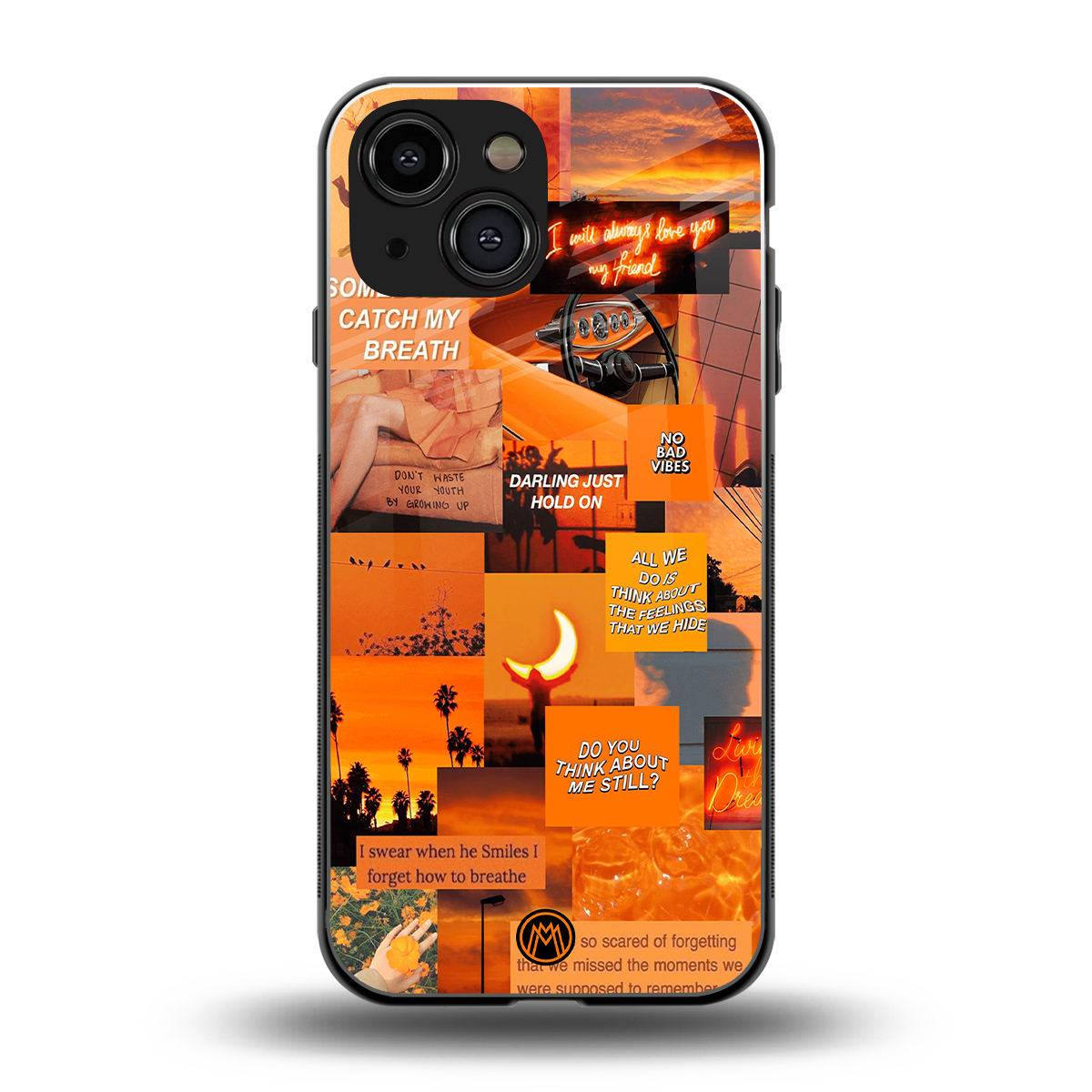 orange aesthetic back phone cover | glass case for iphone 13 mini