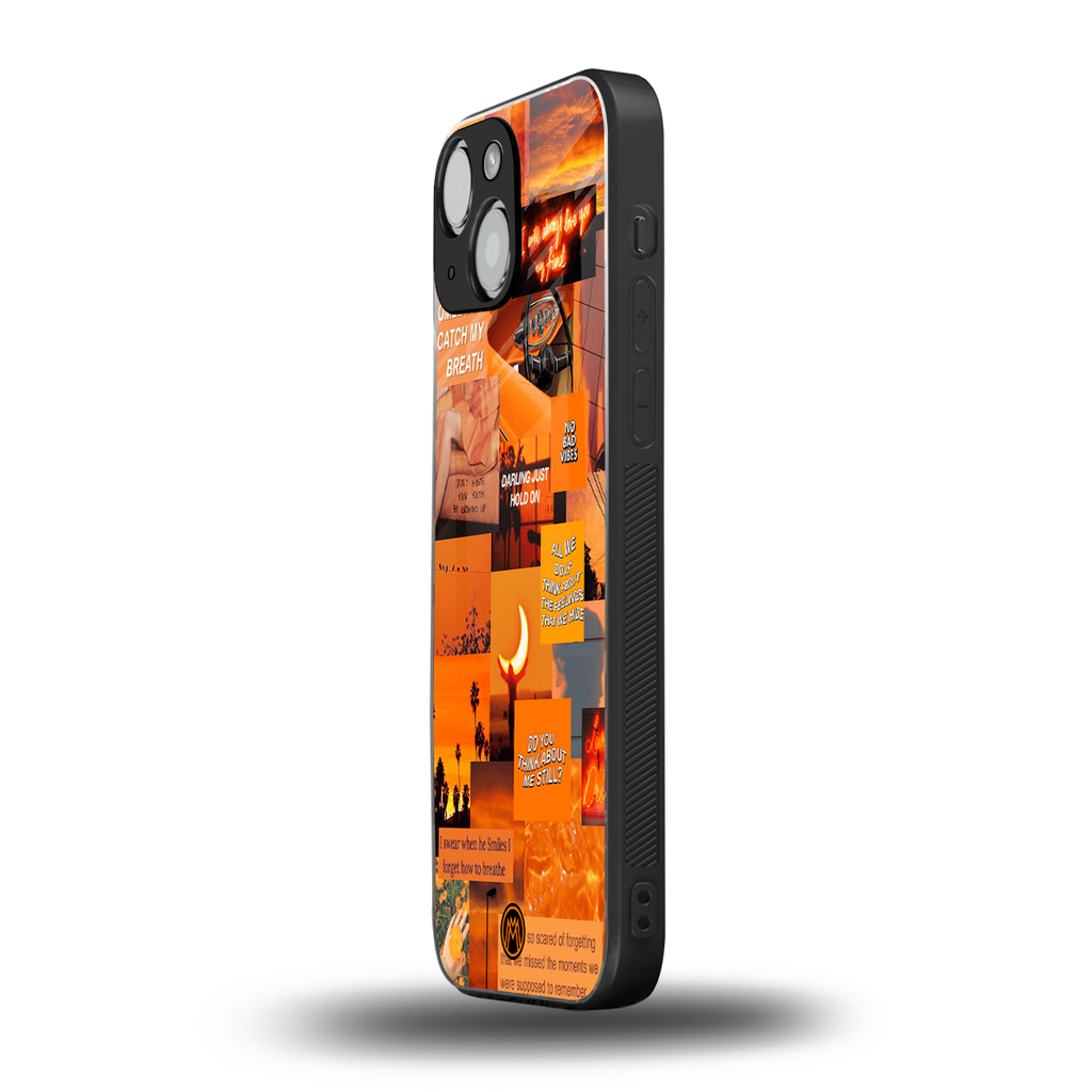 orange aesthetic back phone cover | glass case for iphone 13 mini