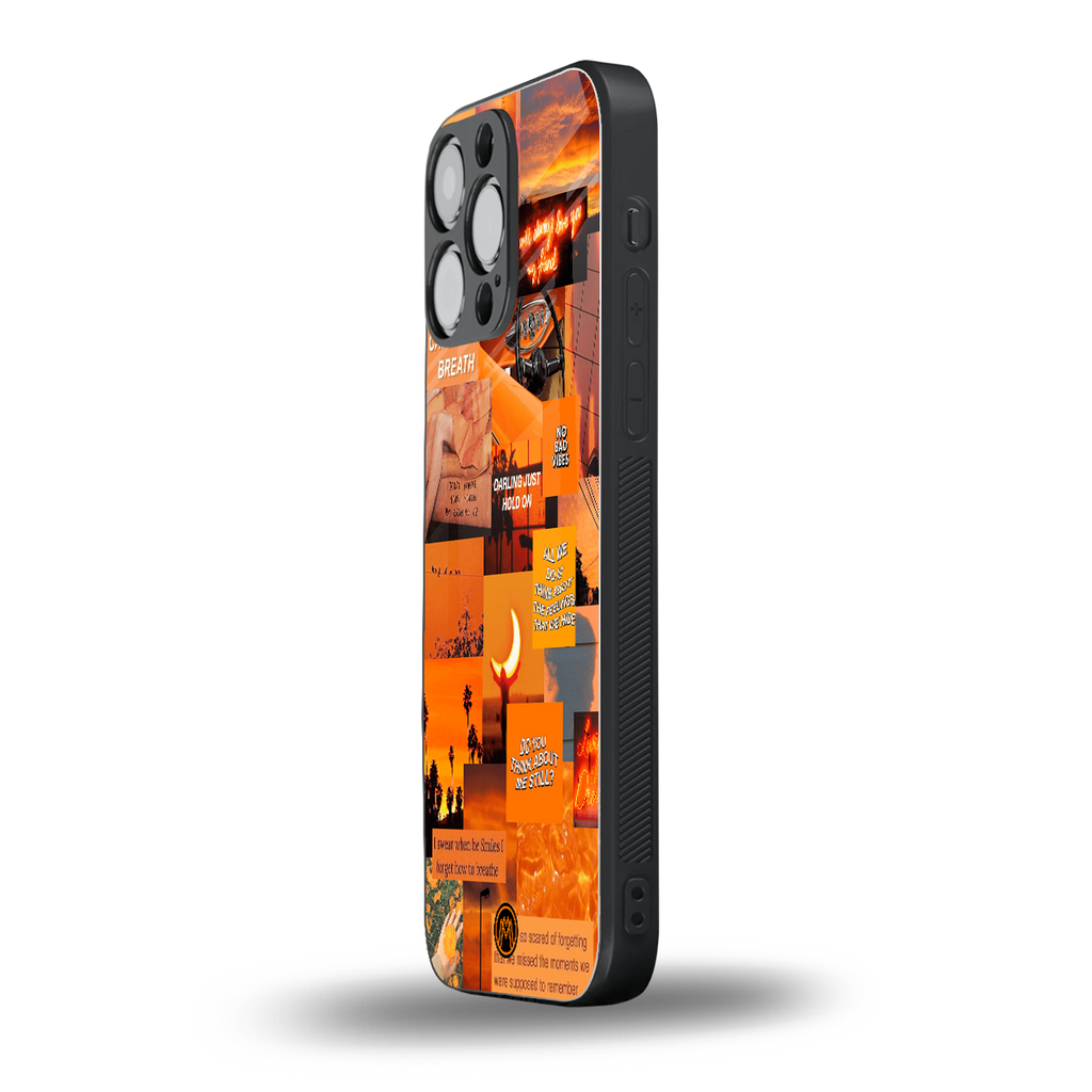 orange aesthetic back phone cover | glass case for iphone 13 pro max