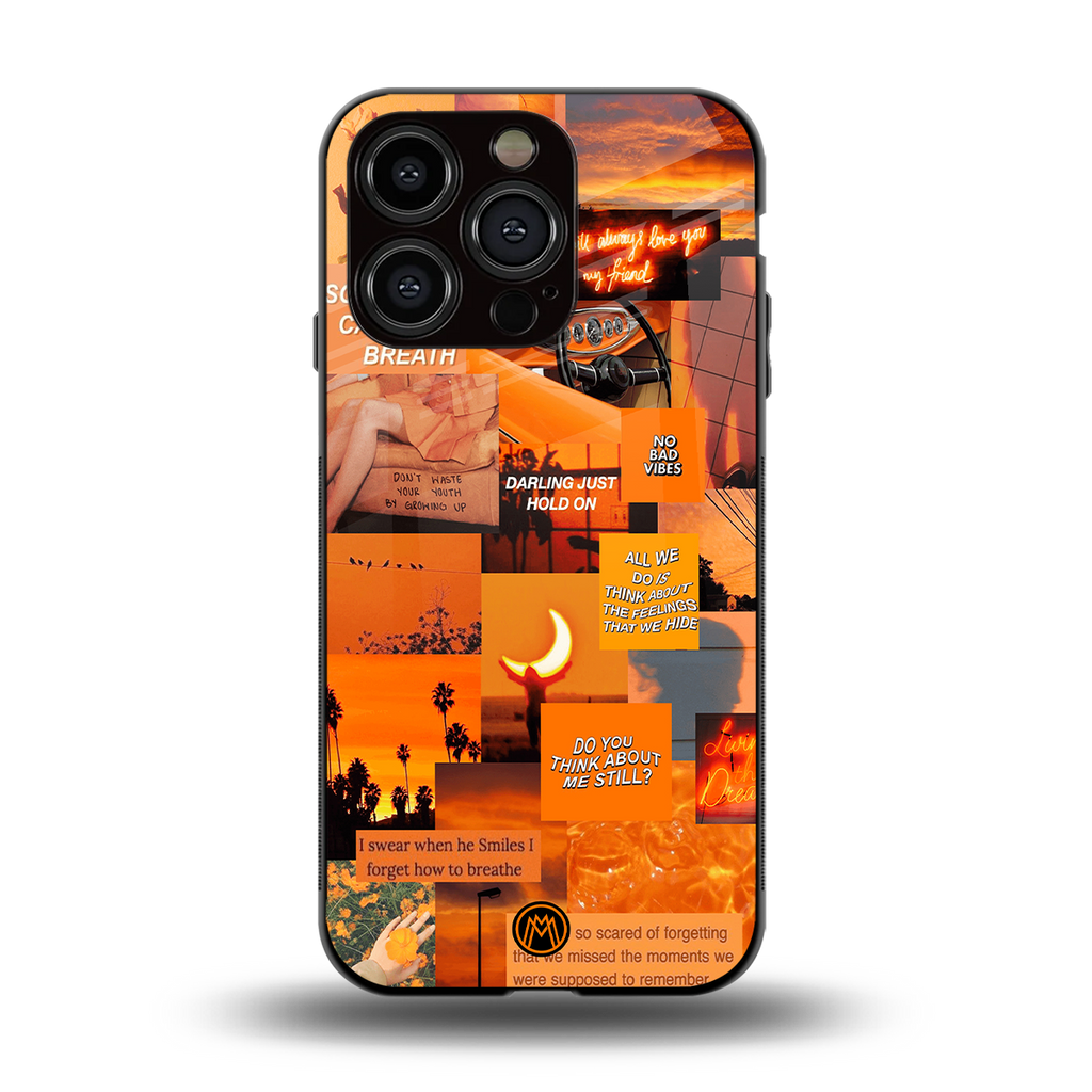orange aesthetic back phone cover | glass case for iphone 13 pro