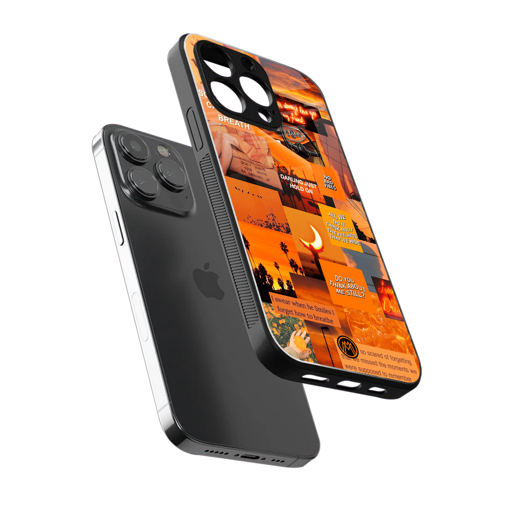 orange aesthetic back phone cover | glass case for iphone 13 pro