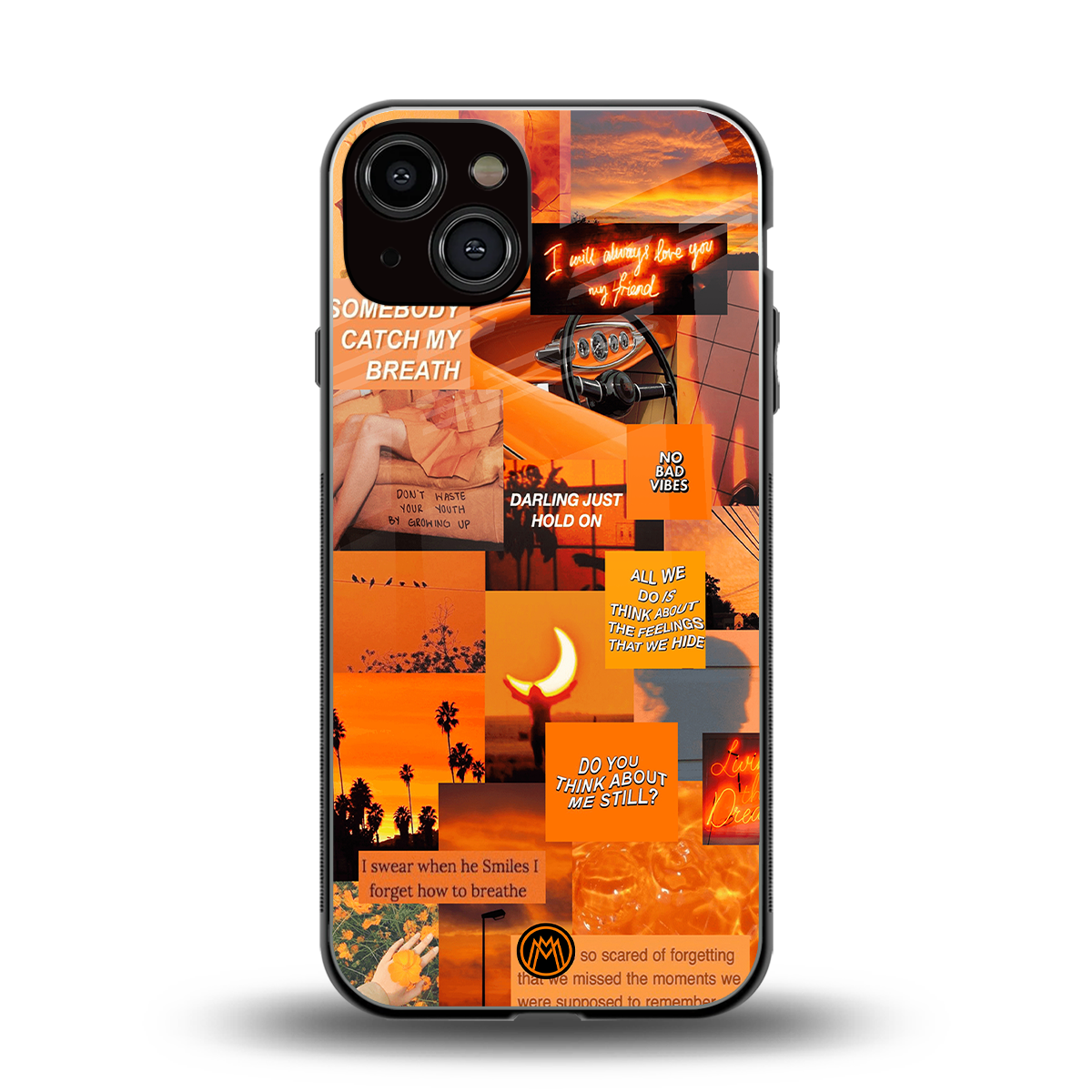 orange aesthetic back phone cover | glass case for iphone 13